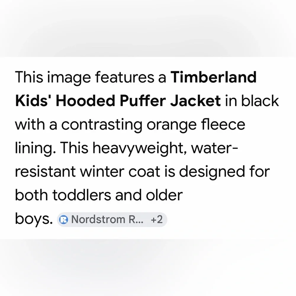 Timberland Little Boys Black Orange Puffer Jacket - IMPERFECT/BROKEN ZIPPER